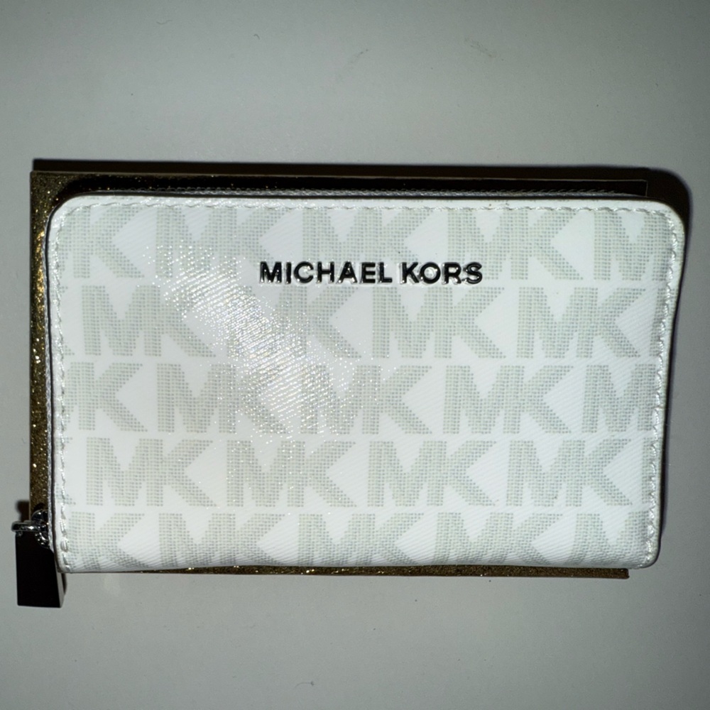 Michael Kors White and Gold Logo Wallet